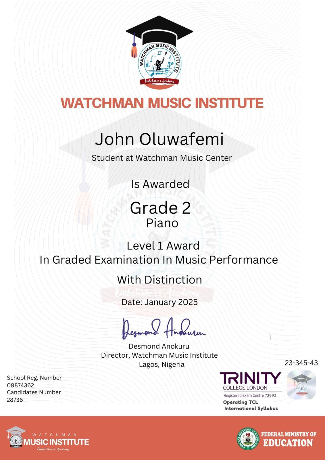 Features and Originality of Watchman Music Institute Certificates